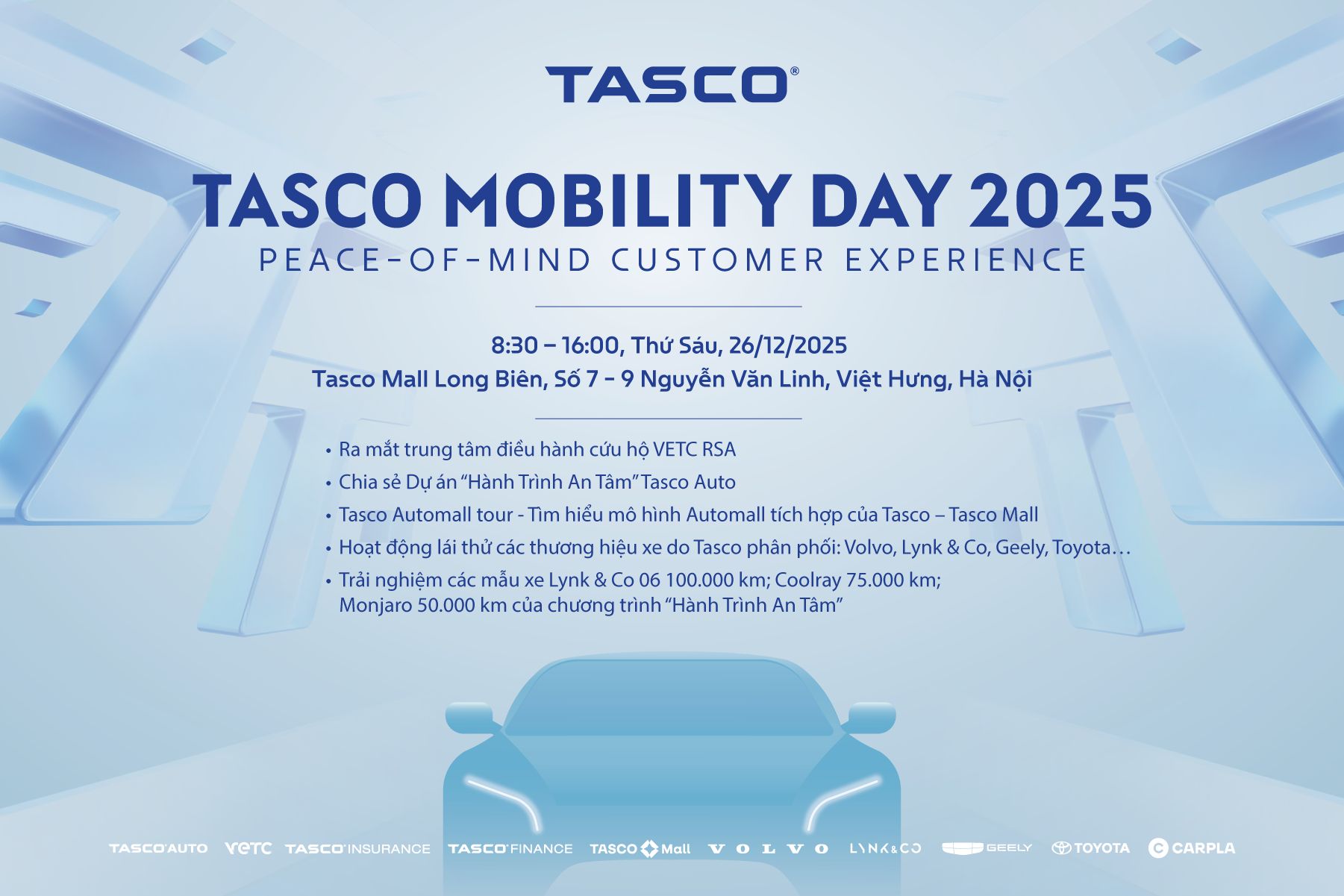 Tasco chính thức tổ chức sự kiện Tasco Mobility Day 2025 với chủ đề “Peace-of-mind Customer Experience” 1 Hanh trinh trai nghiem nhung diem cham dac biet cua Tasco tai su kien Tasco Mobility Day 2025 3
