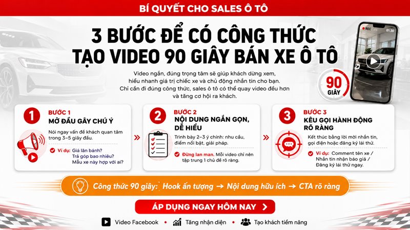 3 buoc de co cong thuc tao video 90 giay ban xe o to