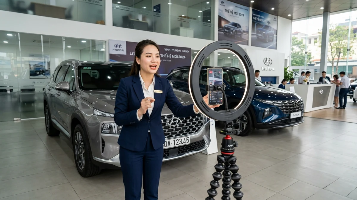 Giải pháp bán xe ô tô đa kênh thực chiến được nhiều showroom tin chọn 3 Nhân viên bán xe ô tô livestream giới thiệu tính năng xe trực tiếp đến khách hàng