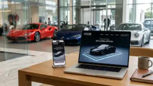 Giao diện website showroom ô tô hiển thị mượt mà trên laptop và điện thoại