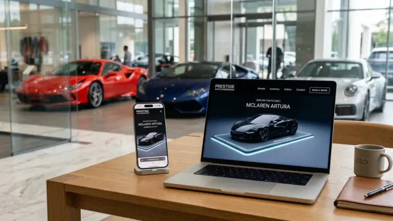 Giao diện website showroom ô tô hiển thị mượt mà trên laptop và điện thoại